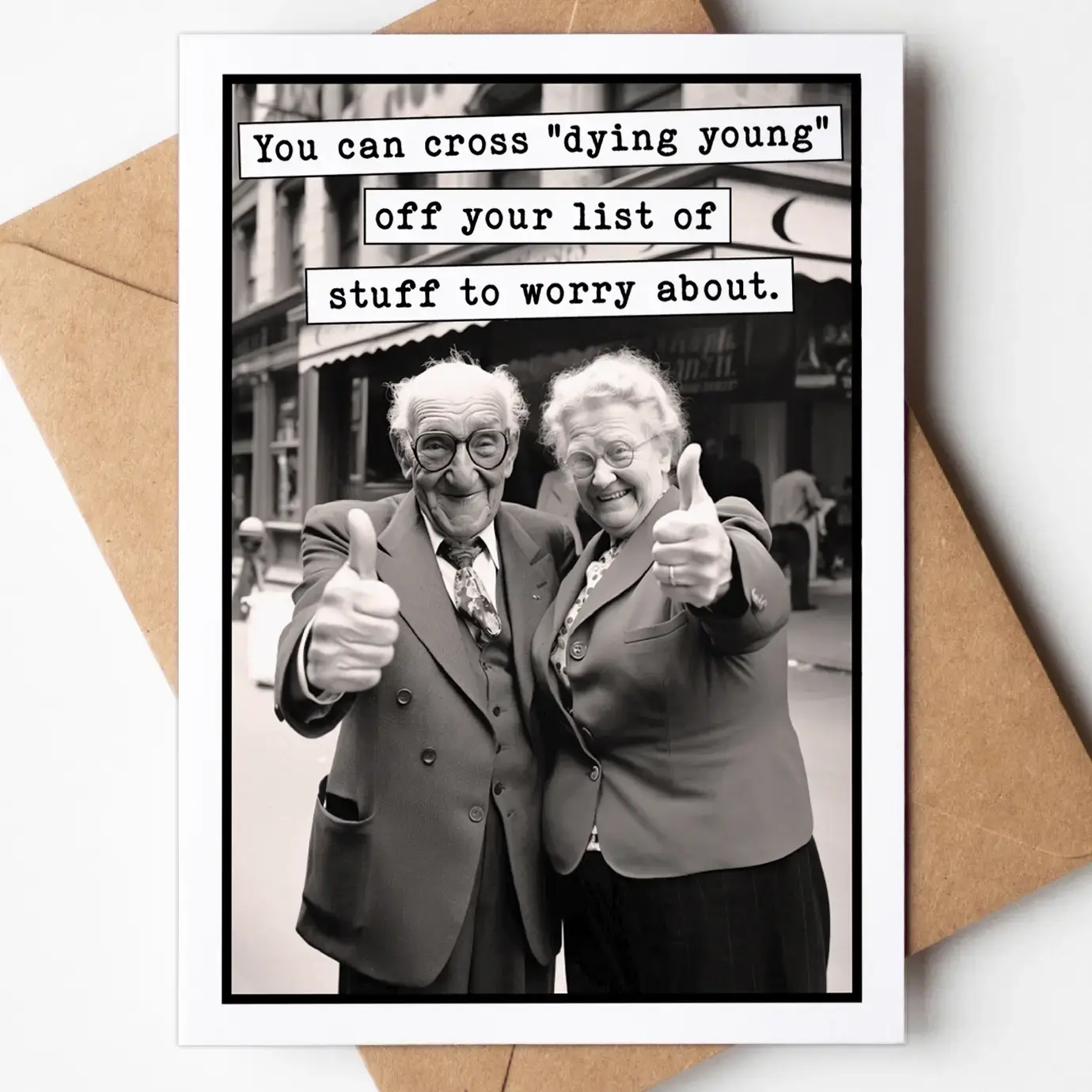 Greeting Cards - Cross dying young off