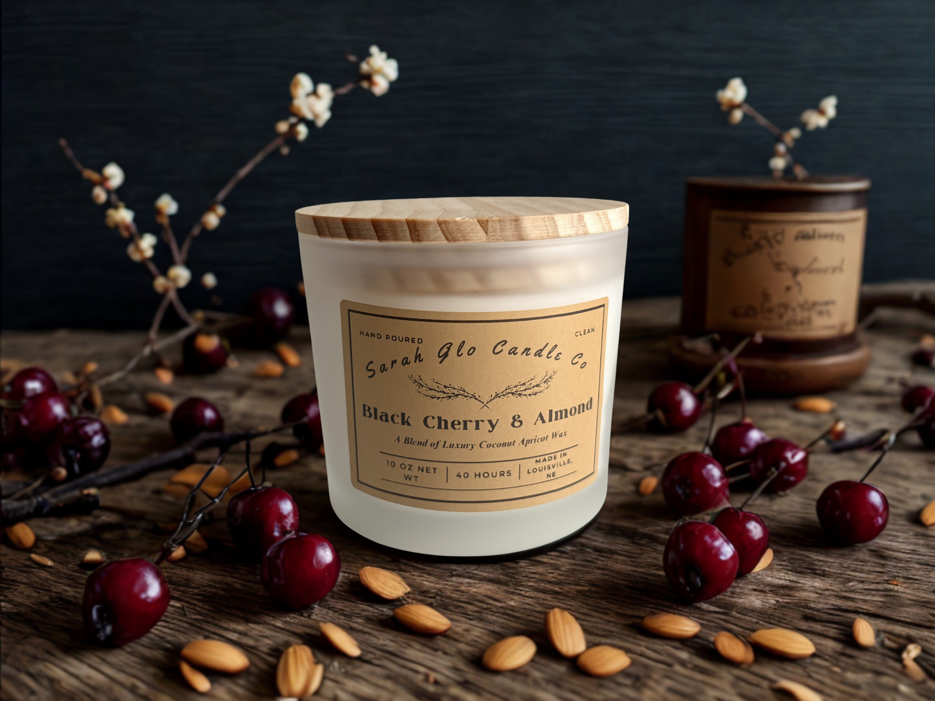 Black Cherry Almond 10 oz Candle  Sarah Glo Candle Co
