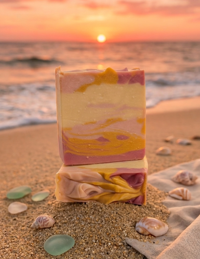 Sunset Kissed handcrafted cold process soap bar James Brandy creations