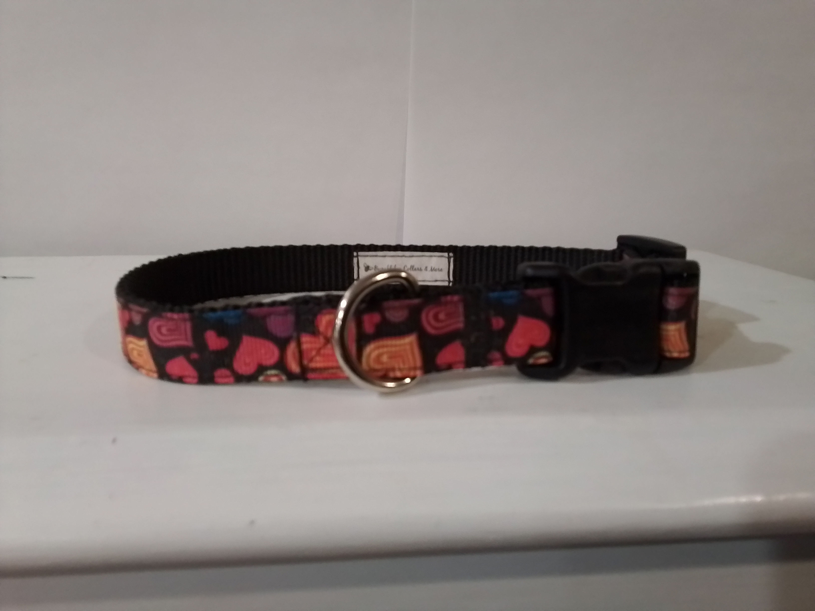 Multi Color Heart on Black Pet Collar  Bumblebee Collars & More