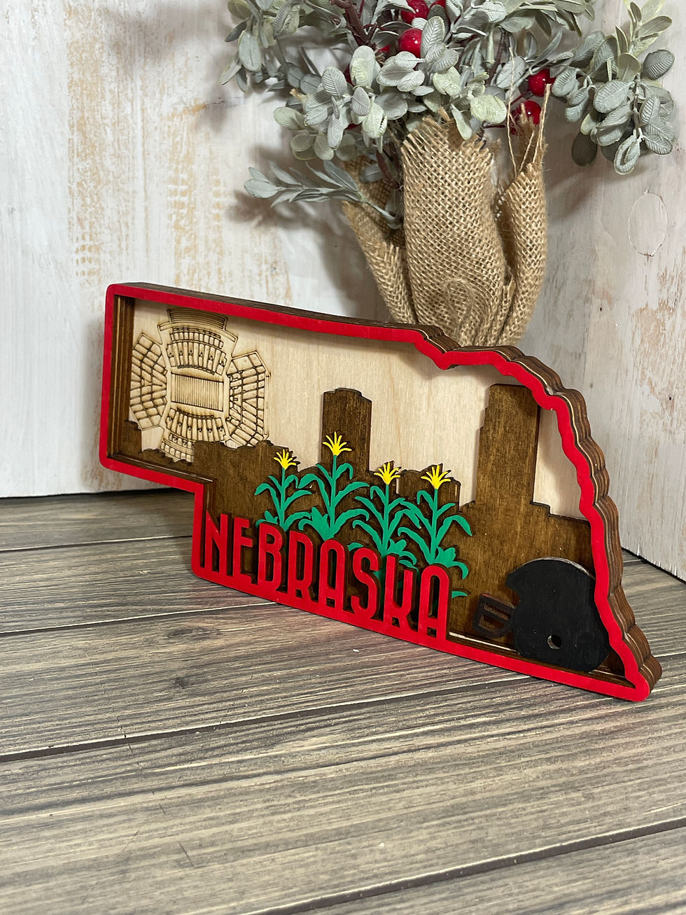 Thumbnail: Nebraska 5-Layer Wood Cutout – Handcrafted Tribute