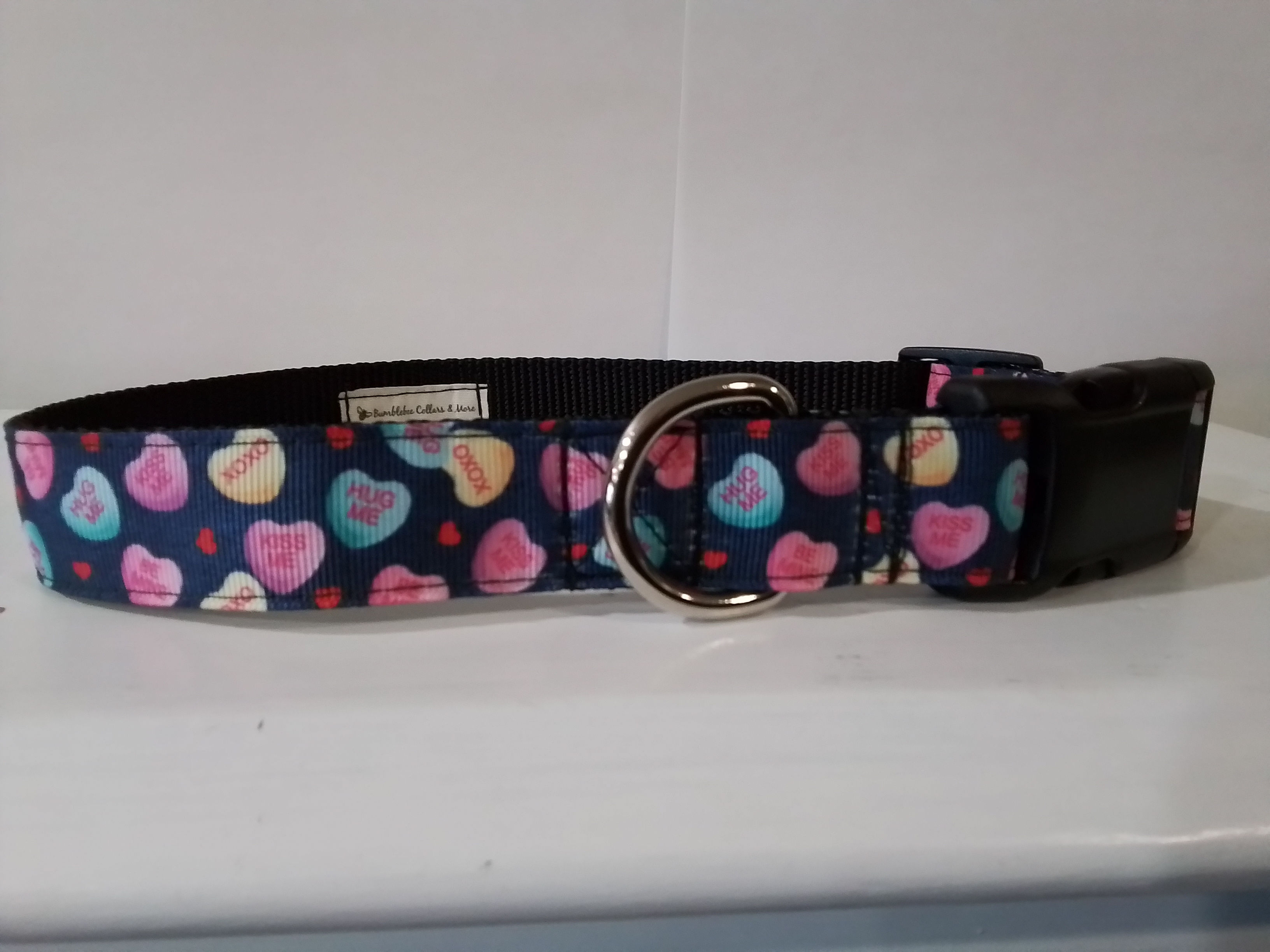 Navy Blue Conversation Hearts Pet Collar Bumblebee Collars & More