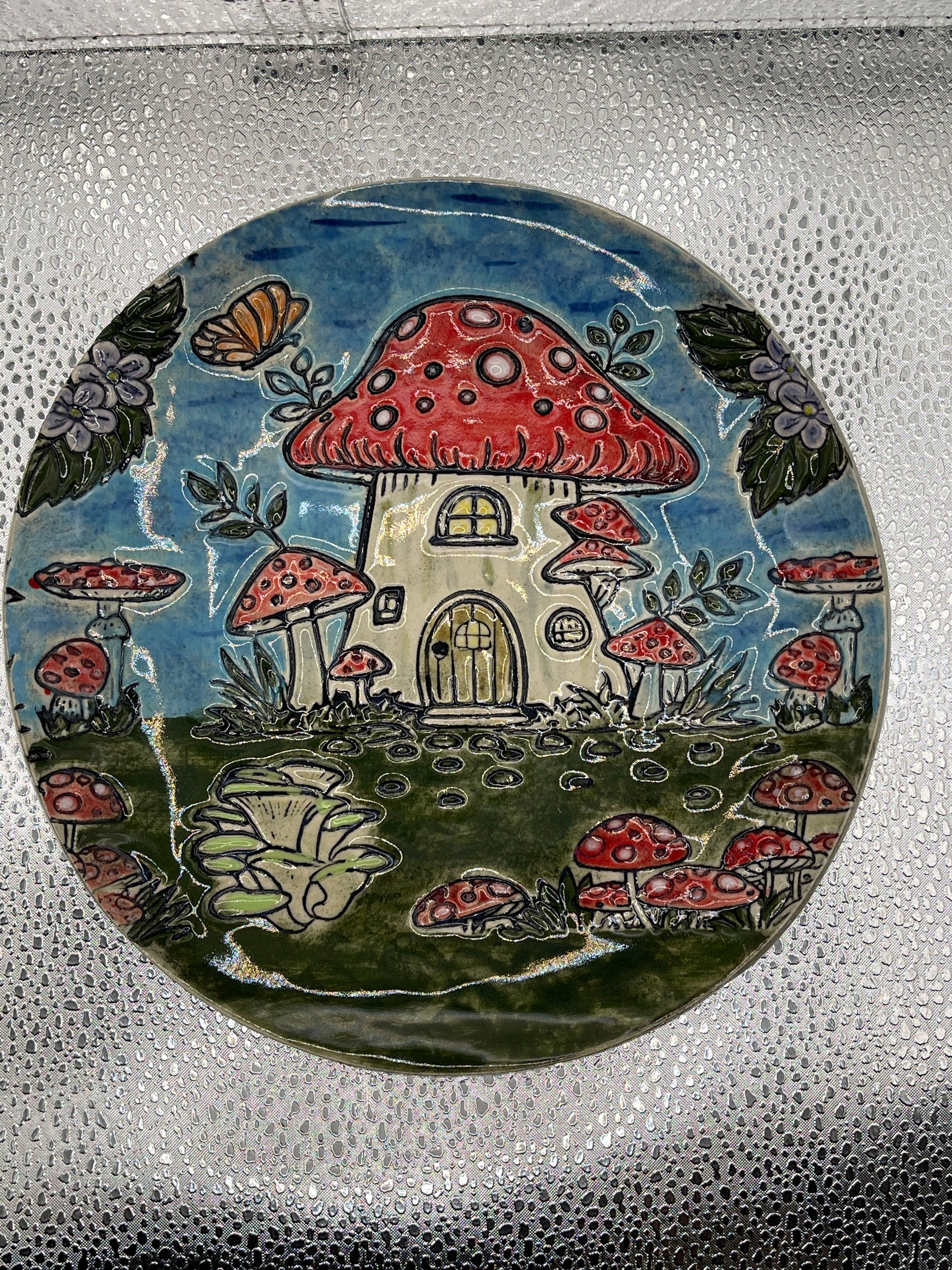 Fairy house round plate  Kelly Paxton Pottery