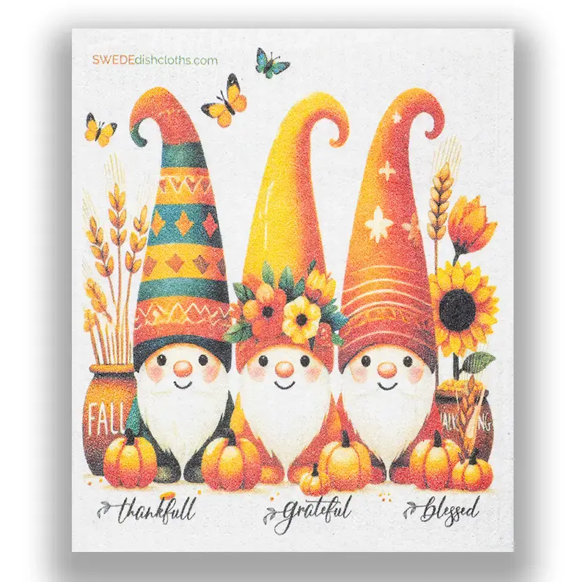 Swedish Dishcloth 3 Thanksgiving Gnomes