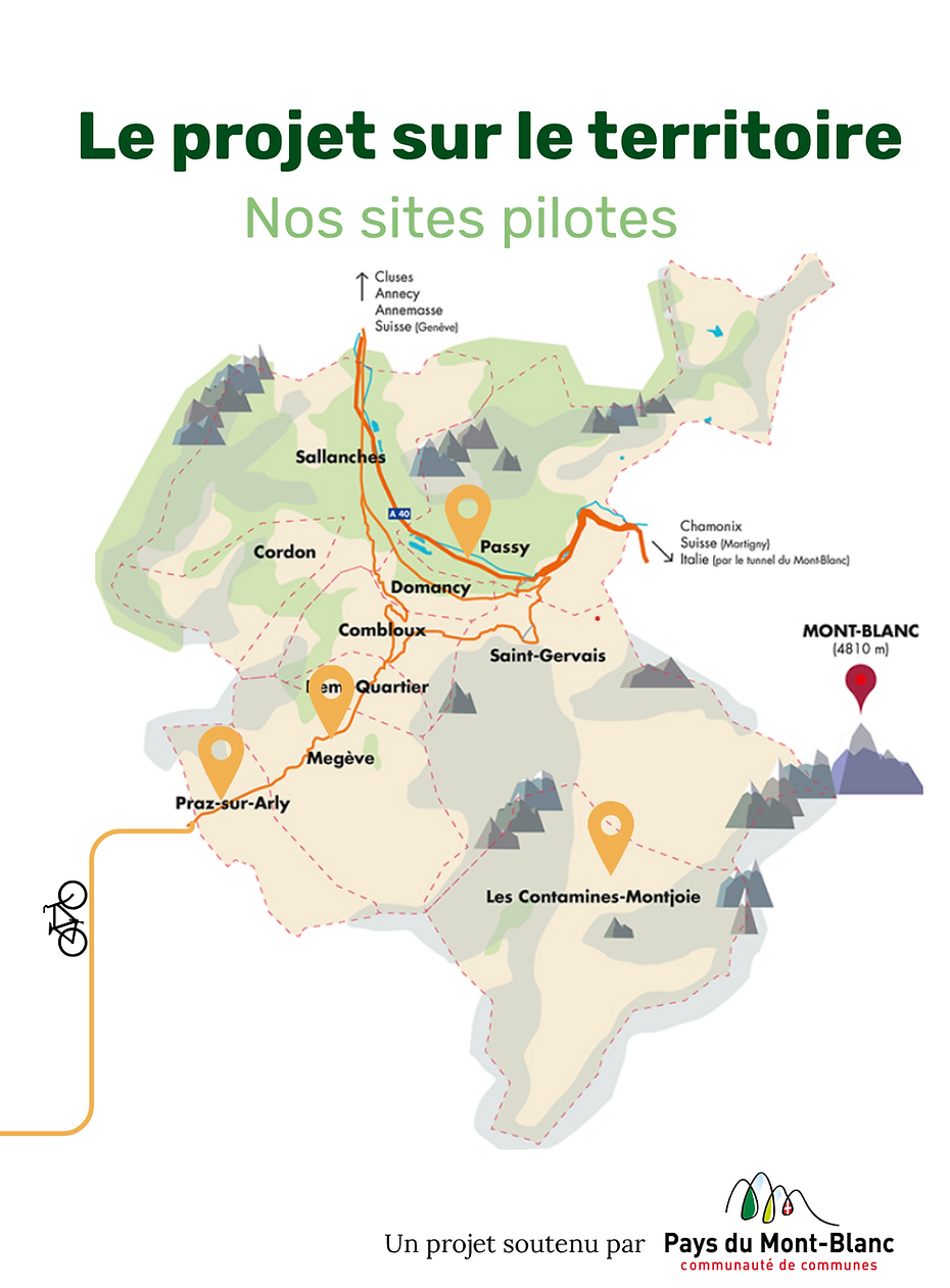 Les sites pilotes du projet sont sur les communes de Passy, Megève, Praz-sur-Arly et Les Contamines