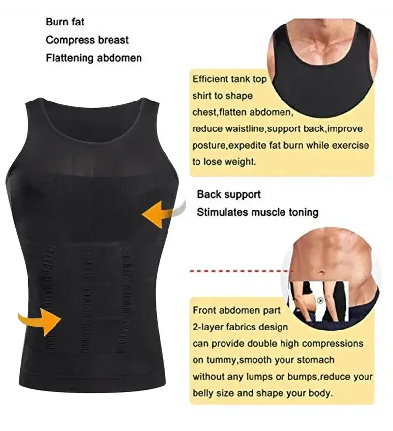 Thumbnail: YBFDO Men Body Shaper Slimming Compression Vest Undershirt Seamless Waist