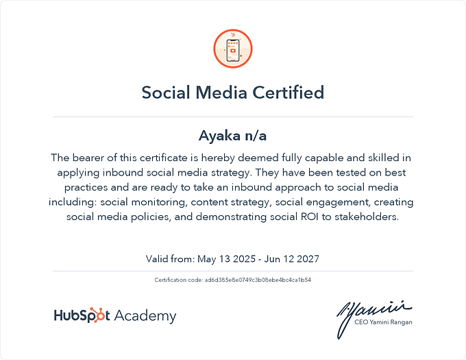 Social Media Certified - HubSpot Academy