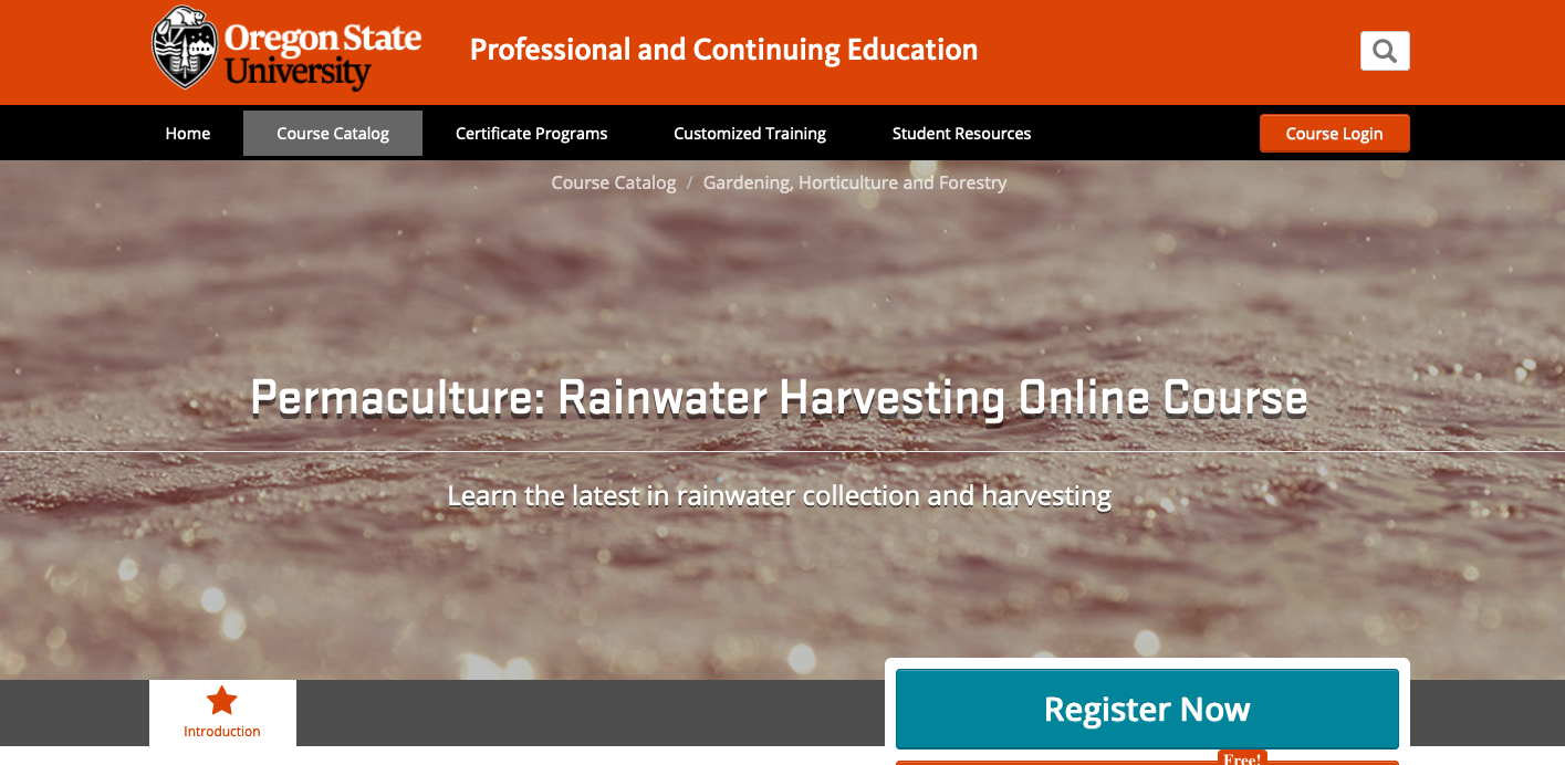 Rainwater Harvesting Online Course