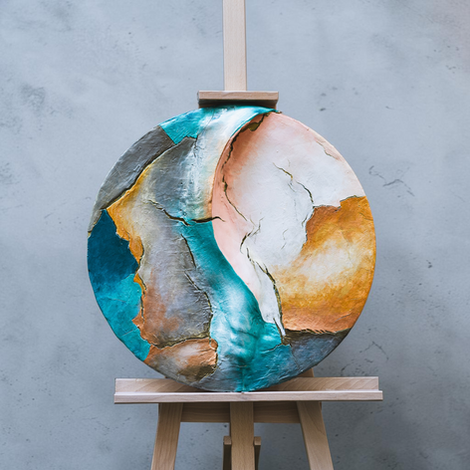 "Timolart contemporary abstract artwork with mixed media techniques - play of energies and dynamic composition"