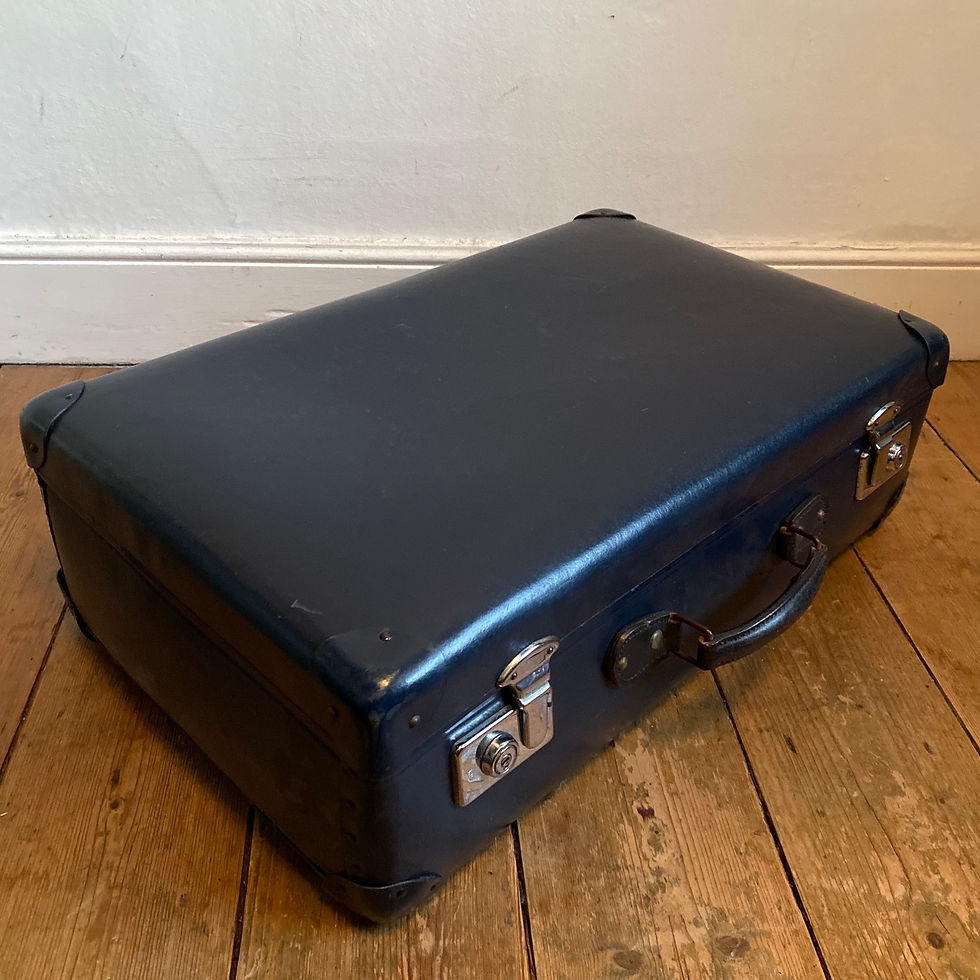 Thumbnail: Small Vintage Blue Globe Trotter Suitcase 