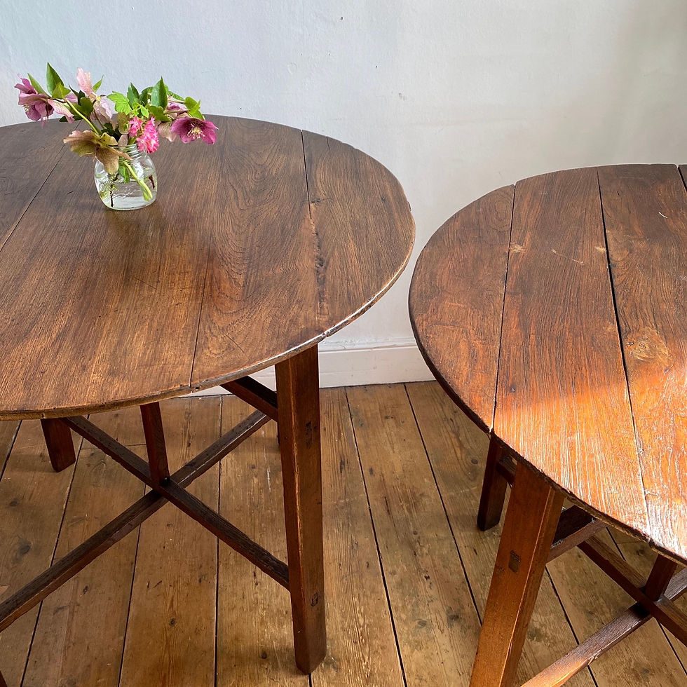 Thumbnail: Antique Elm Trestle Table 