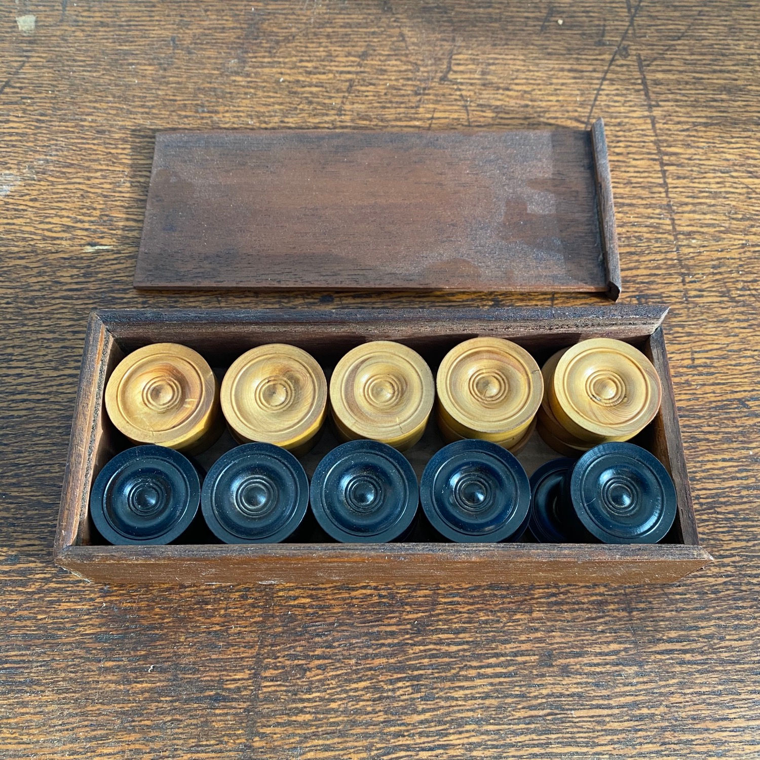 Antique Boxed Set of Draughts