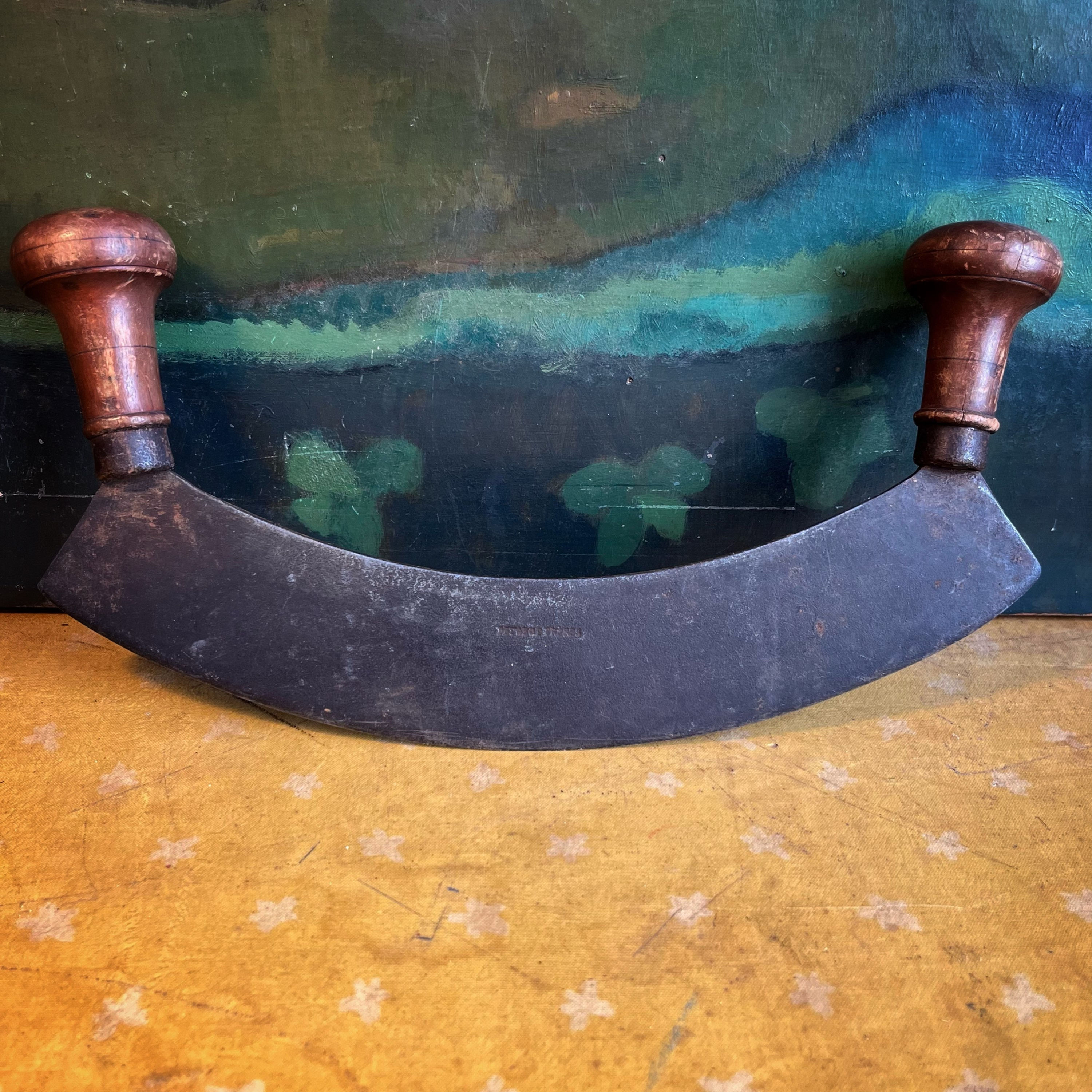 Curved Steel and Wood Herb Chopper 