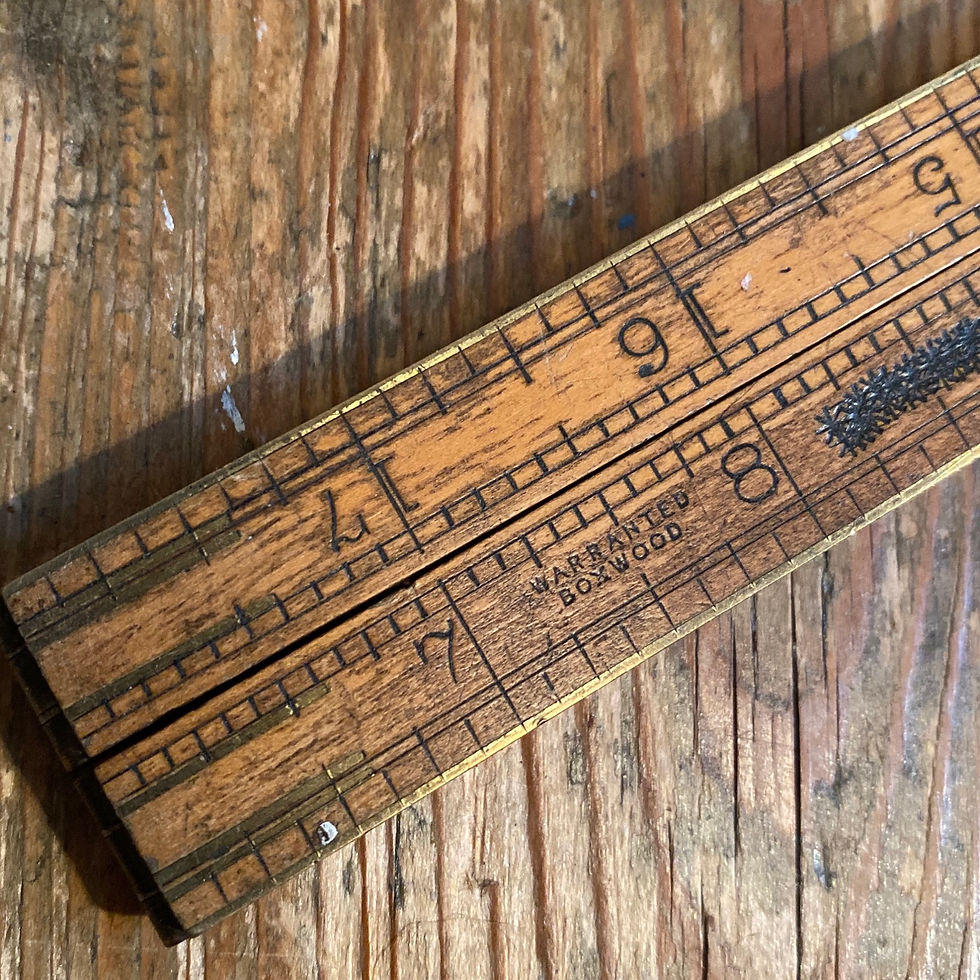 Thumbnail: Antique Brass Bound Boxwood 4 Fold Ruler