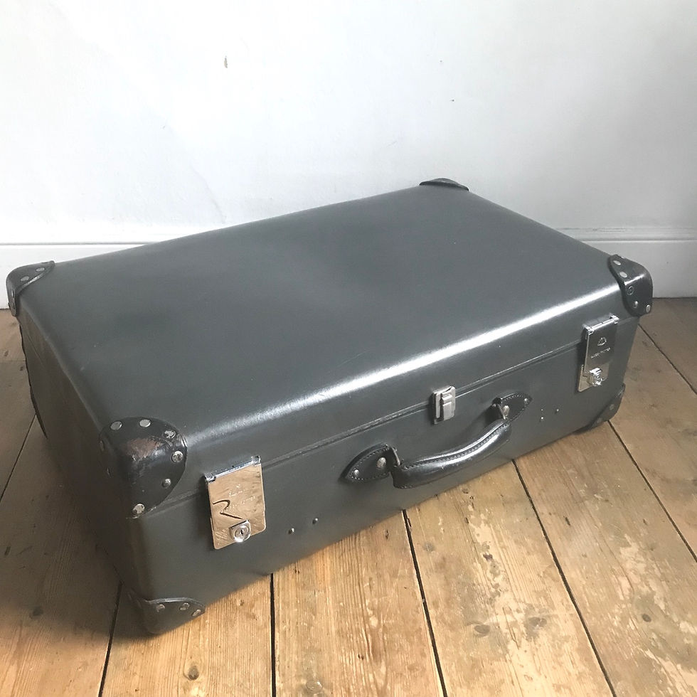 Thumbnail: Large Grey Vintage Globe Trotter Suitcase
