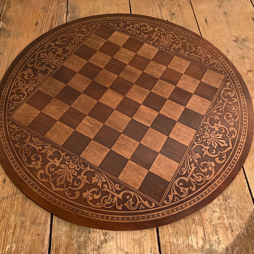 Thumbnail: Large Round Inlaid Wooden Chess Board