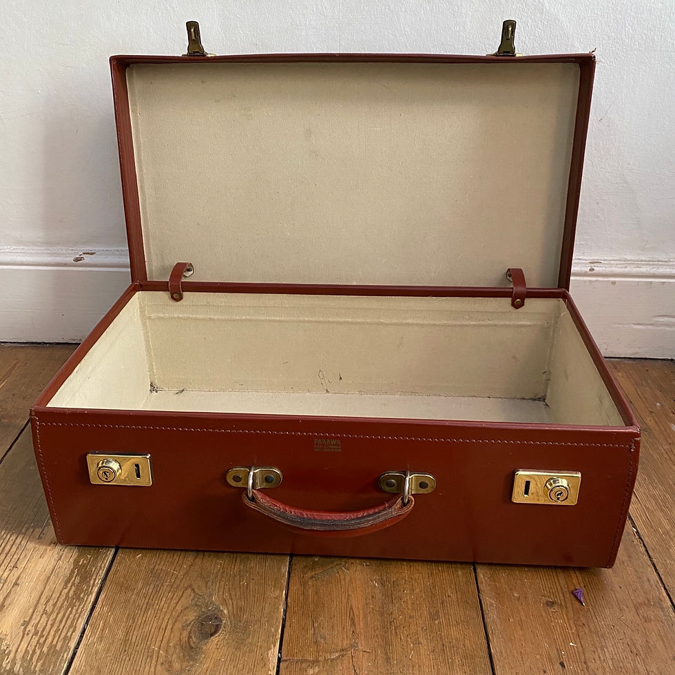 Thumbnail: Vintage Leather Suitcase with Brass Locks