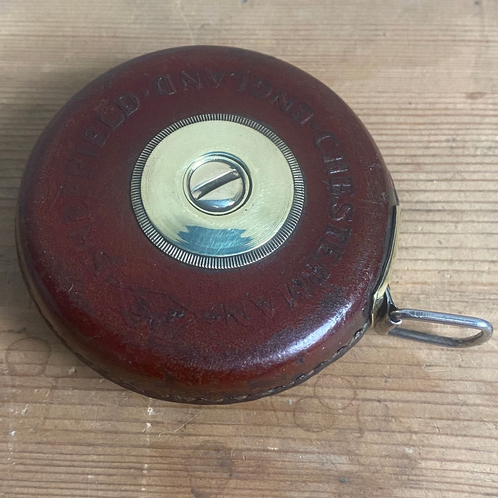 Thumbnail: Leather , Steel and Brass Retractable Tape Measure