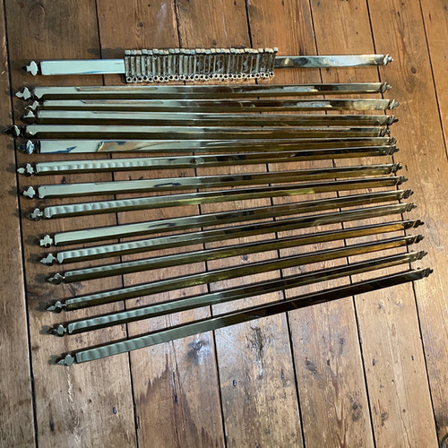 Set of 15 Antique Brass Stair Rods & Clips Briggs & Oliver