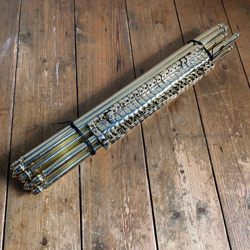 Run of 13 Antique Brass Stair Rods & Clips Briggs & Oliver