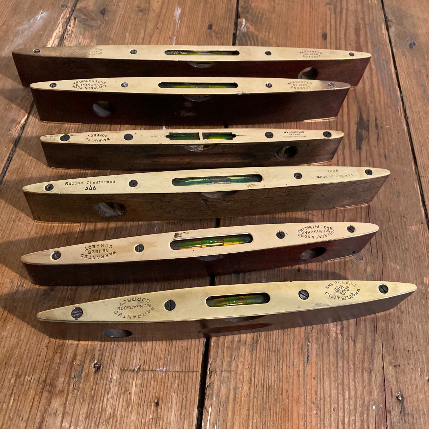 Vintage Brass and Wood Spirit Level