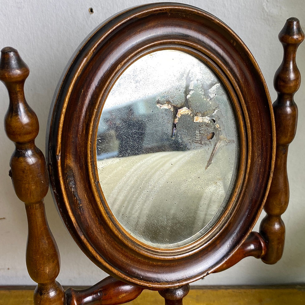 Thumbnail: Shaving Mirror on Turned Wooden Stand 