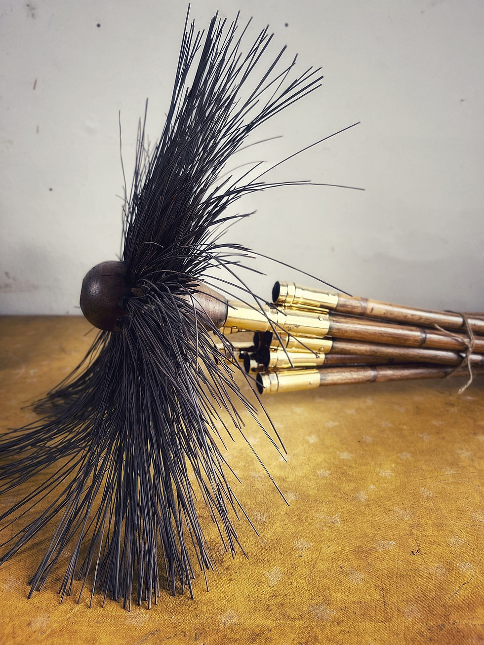 Antique Bamboo & Brass Chimney Sweep Brushes