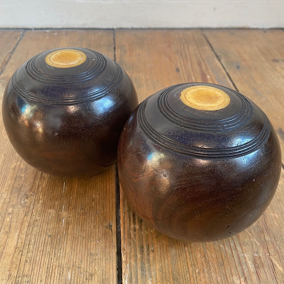 Pair of Antique Lignum Vitae Bowling Balls