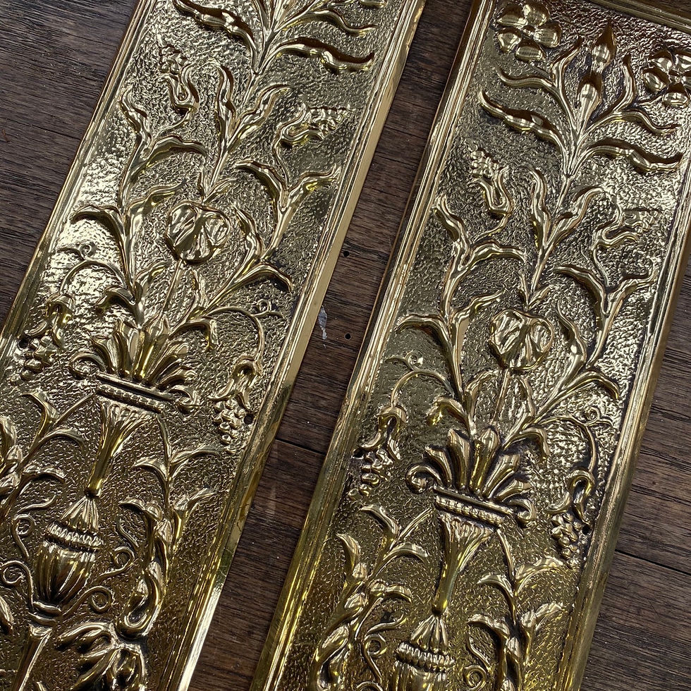 Thumbnail: Pair of Embossed Brass Fingerplates