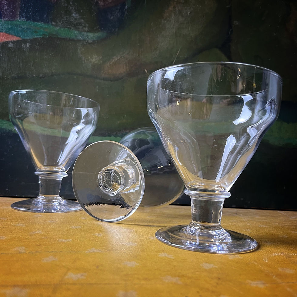 Thumbnail: Three Free Blown Glass Pan Top Rummers 