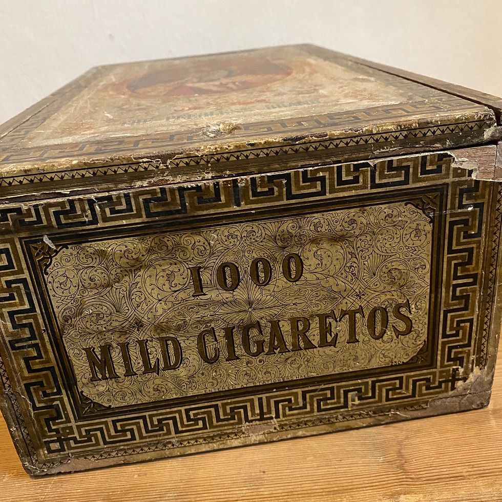 Thumbnail:  Wooden Cigarette Box with Original Lithograph Labels