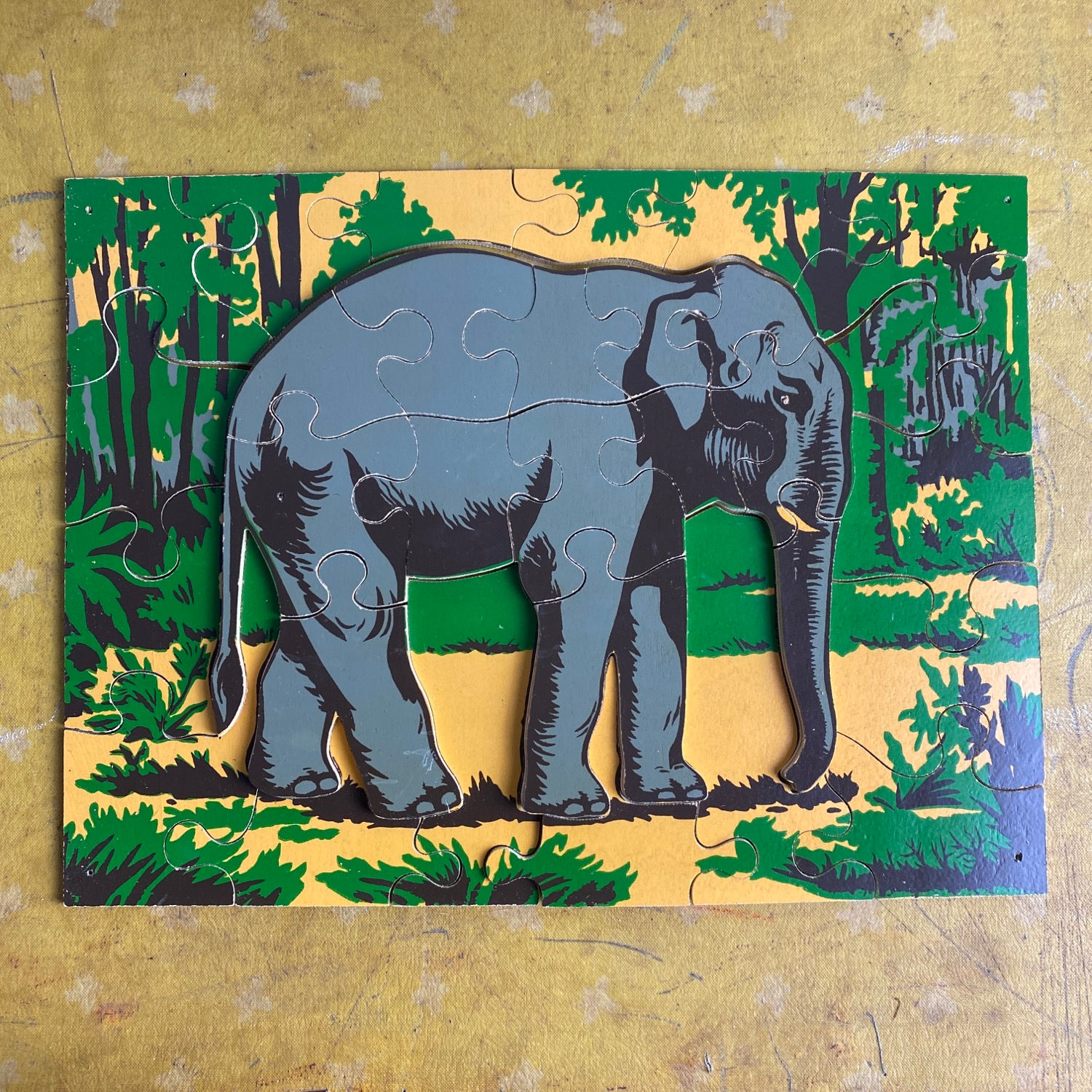 Vintage Wooden Elephant Jigsaw
