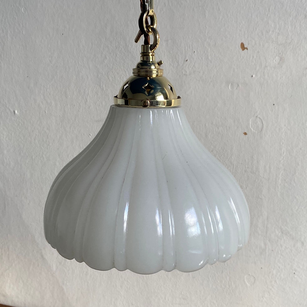 Thumbnail: Antique Moonstone Shade with Brass Fittings