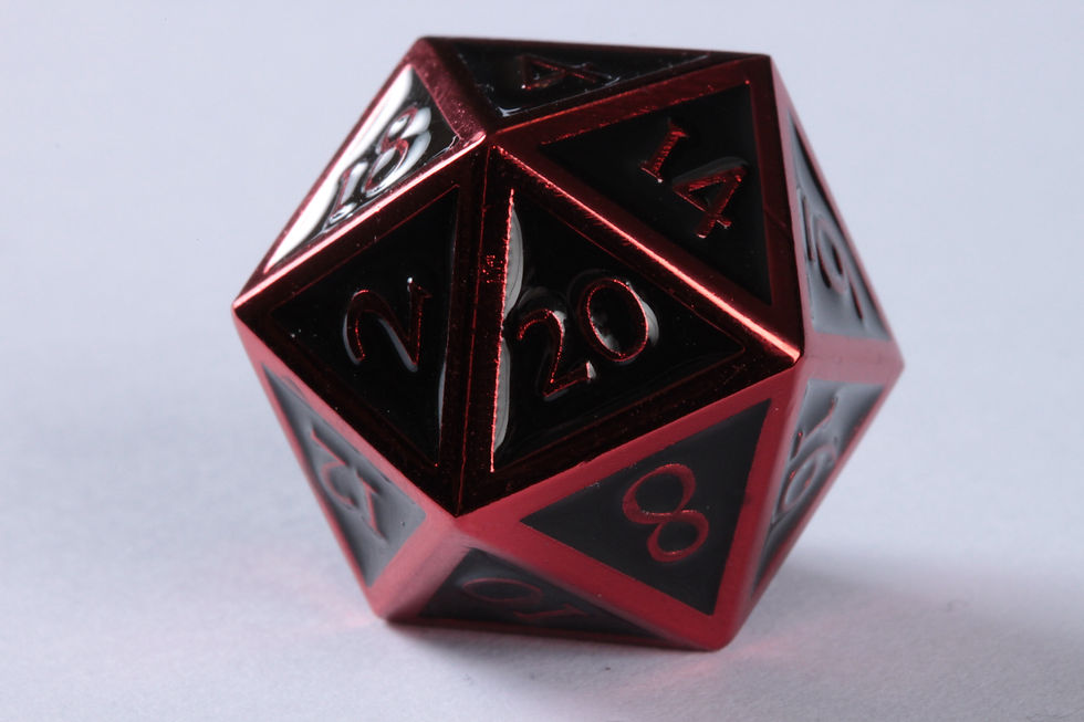 Miniature : Set de dés en Métal Enameled Noir et Rouge