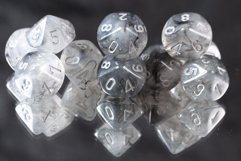 Miniature : Pack de dés 10 en résine Boréalis Fumée Argentée