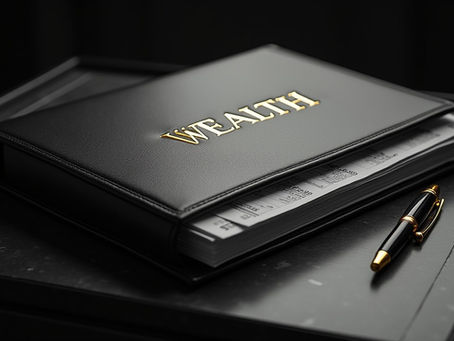 an official SARS tax document placed on a sleek black marble desk, with a gold-trimmed fountain pen resting diagonally across it, symbolizing financial strategy and tax planning for South African expatriates.