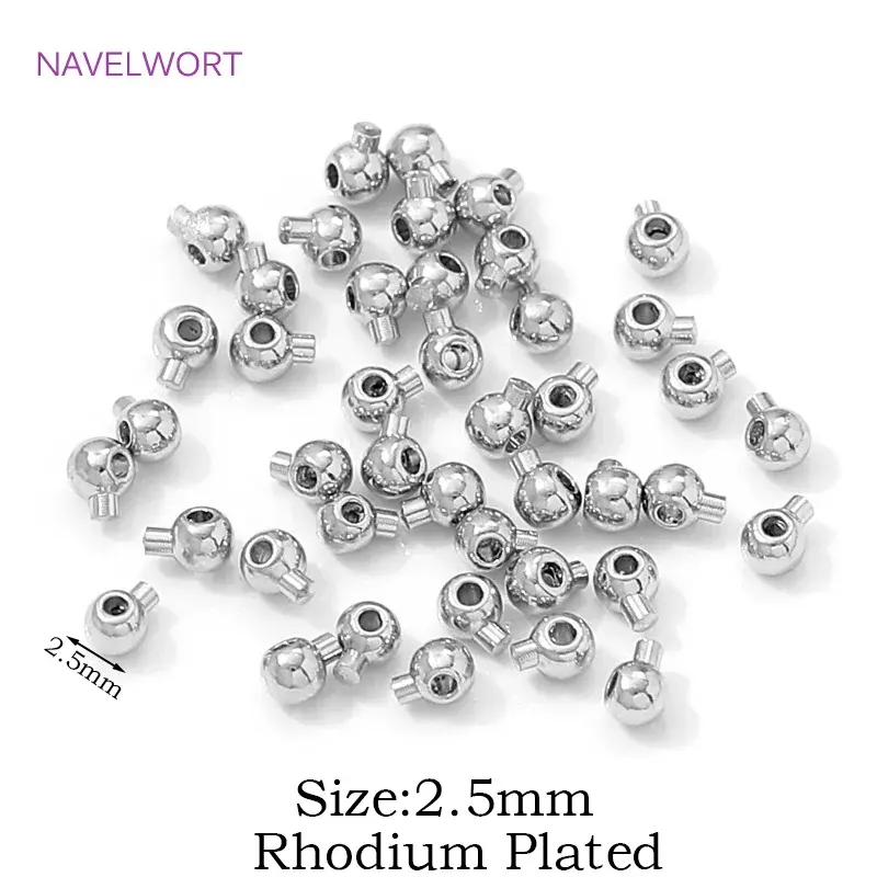 Thumbnail: 18K Gold Plated Round Crimp End Bead,Brass Crimp Beads for Jewelry Making