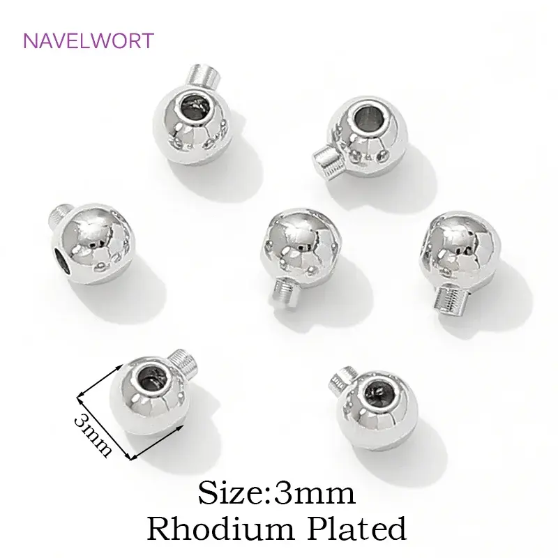 Thumbnail: 18K Gold Plated Round Crimp End Bead,Brass Crimp Beads for Jewelry Making