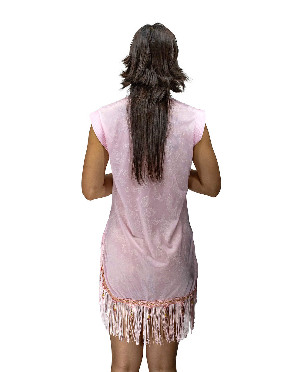 Thumbnail: Powder Pink Mandarin Fringe Dress