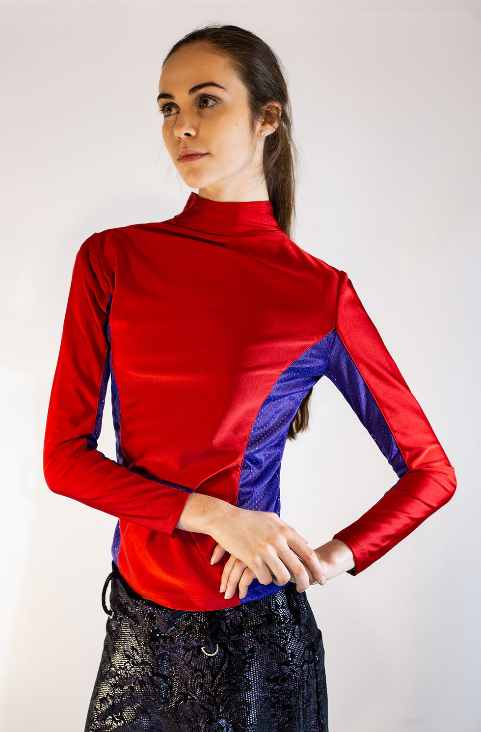 Thumbnail: Colorblocked Lycra Turtleneck
