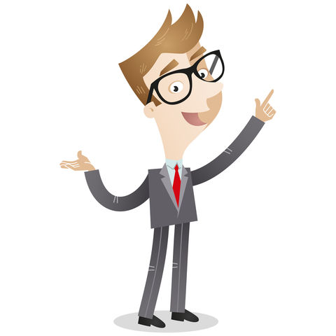 איור אדם עם חליפה מצביע מעלה