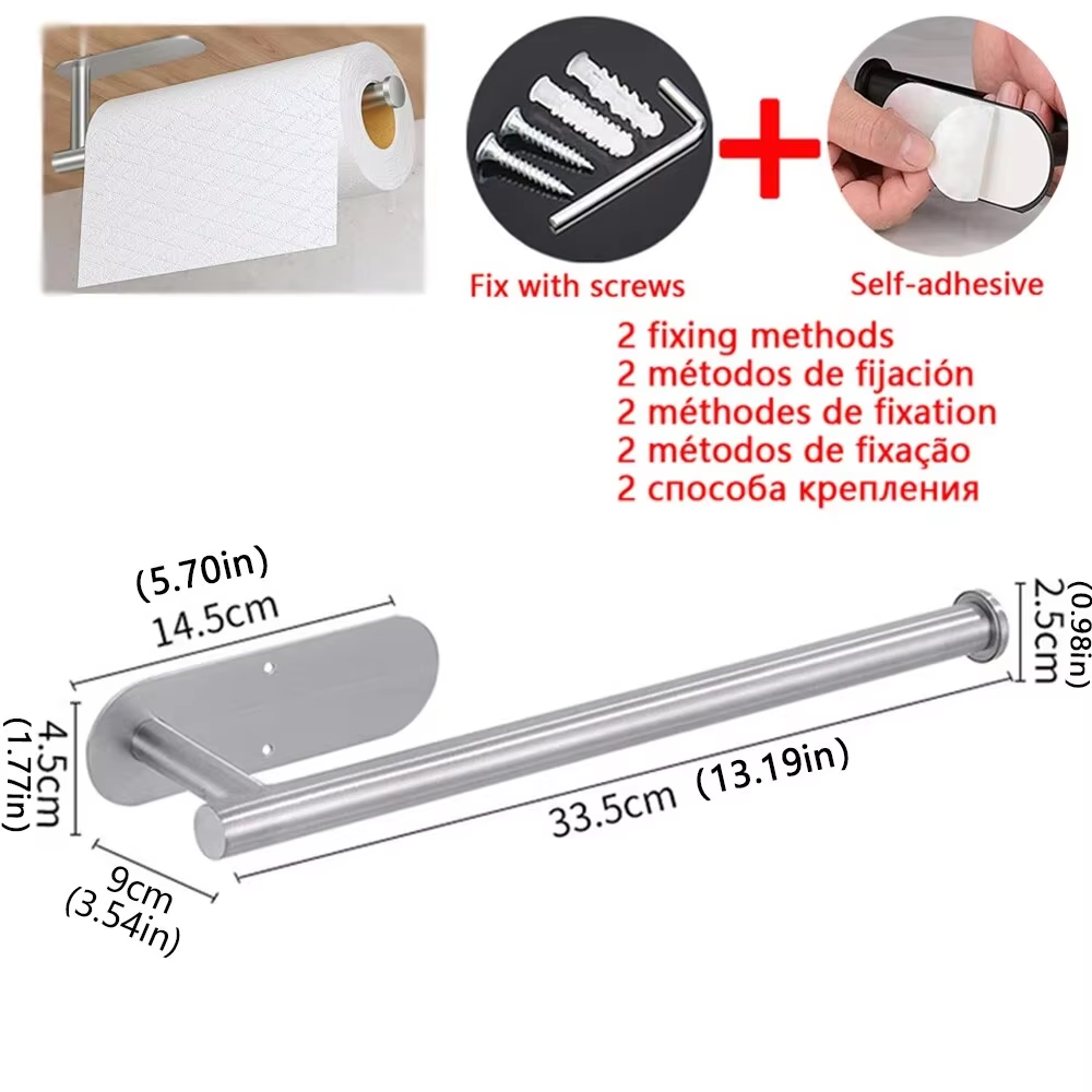Kitchen Paper Towel Holder Adhesive Tissue Hanger Toilet Roll Paper Dispenser Ca