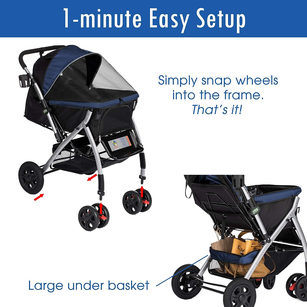 Thumbnail: Pet Rover Premium Heavy Duty Dog/Cat/Pet Stroller Travel Carriage with Convertib
