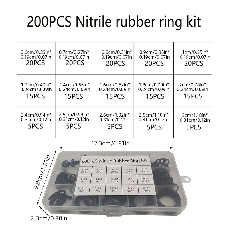 Thumbnail: 200Pcs Rubber O-Ring Boxed for Faucet Hose Connector Seal Valve Water Proof Mach