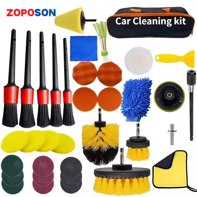 Thumbnail: ZOPOSON New Car Cleaning Kit Scrubber Drill Detailing Brush Set Air Conditioner 