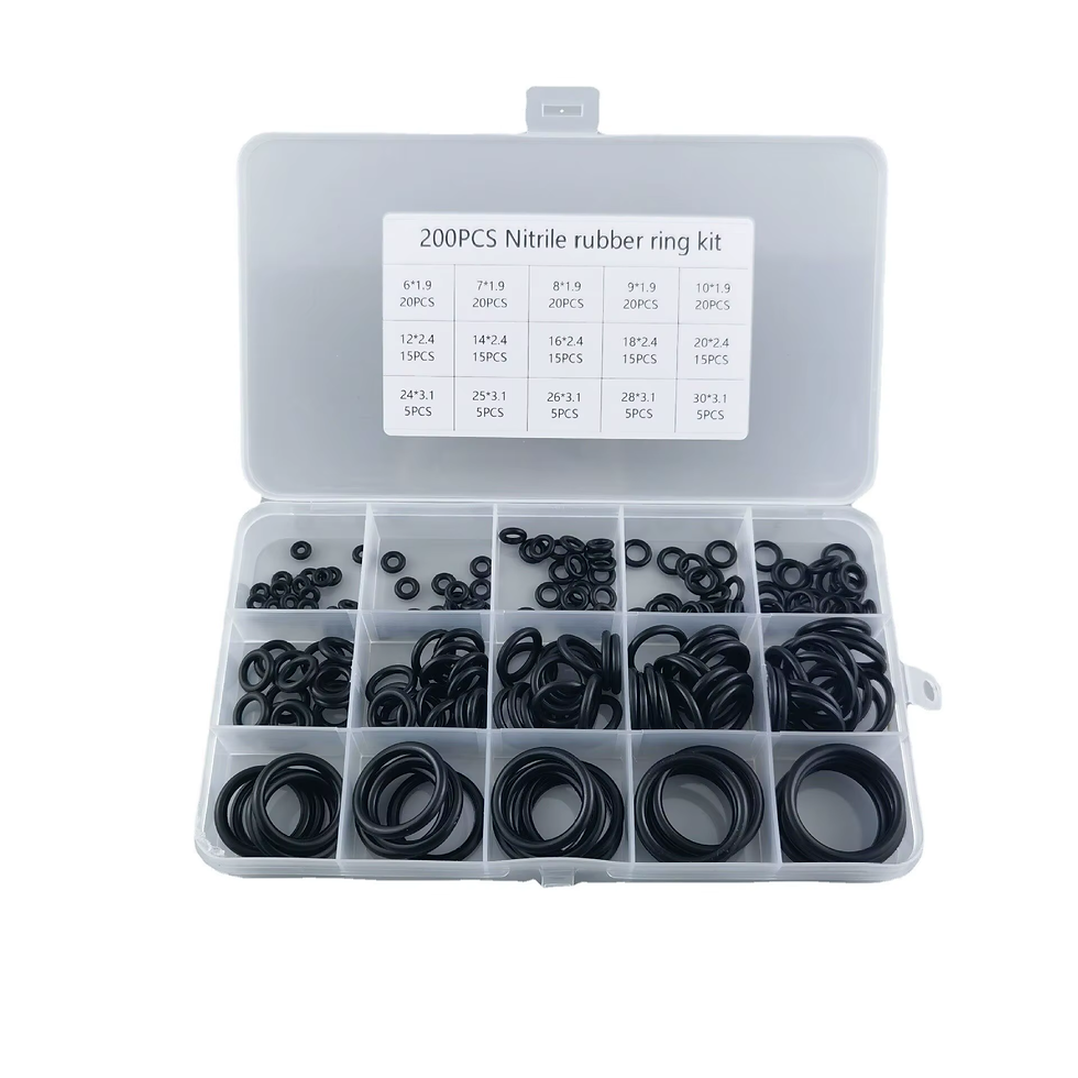 Thumbnail: 200Pcs Rubber O-Ring Boxed for Faucet Hose Connector Seal Valve Water Proof Mach