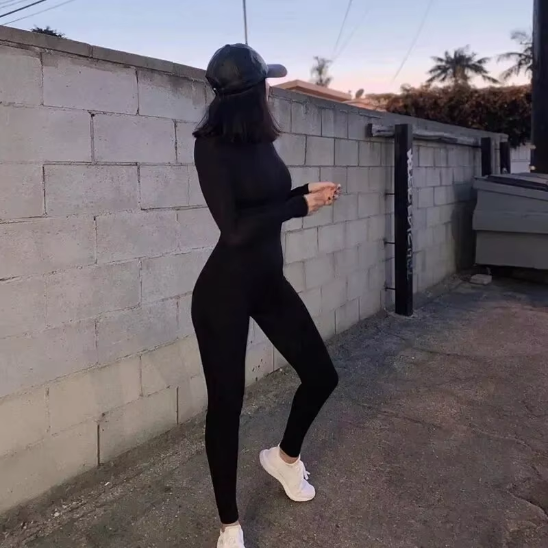 Thumbnail: 2024 Spring Women Sexy Jumpsuit Streetwear Long Sleeve Bodycon Solid Sport Fitne