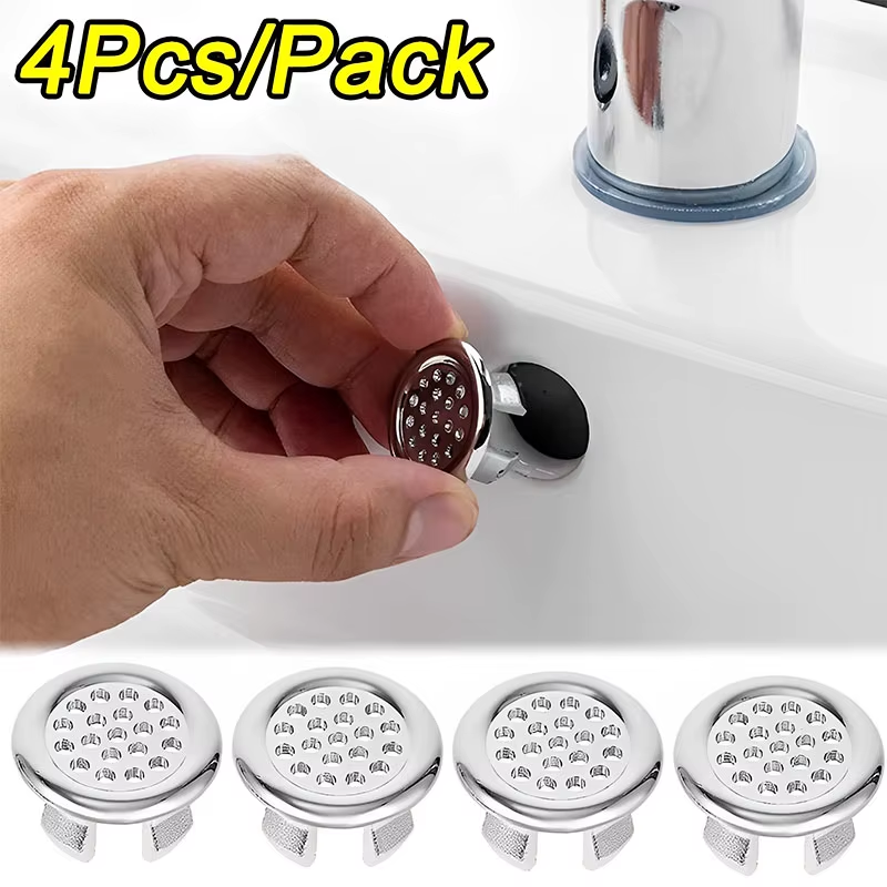 Thumbnail: 4Pcs Kitchen Bathroom Basin Circular Overflow Drain Cover Decoration Bathtub Sin