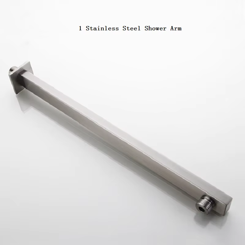 Thumbnail: Brushed Nickel Stainless Steel Square Shower Arm Shower Head Arm Wall Mounted Ce