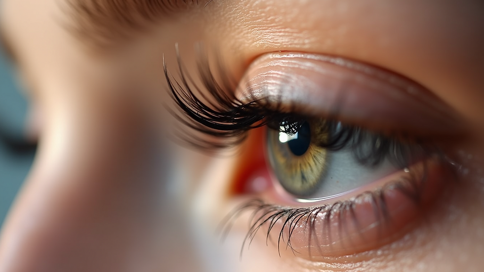 Close-up view of curled eyelashes after a beauty treatment